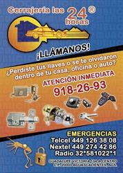 Cerrajería Las 24 Horas en Aguascalientes (Villa De Nuestra Señora De La Asuncion Sector Encino) - Horario de apertura