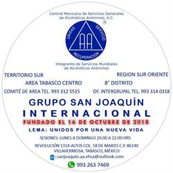 Horario de apertura Grupo San Joaquín Internacional de Alcohólicos Anónimos - Villahermosa, 