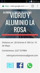 Horario de apertura Vidrio y Aluminio La Rosa, Puebla