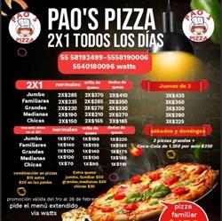 Horario de apertura Paospizza, Cuautitlán Izcalli
