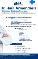 Horario de apertura Dr. Raúl Armendáriz Chaparro, Gastroenterólogo y Cirujano, Nuevo Casas Grandes