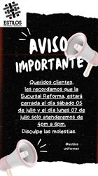 Horario de apertura Estilos Uniformes Y Bordados, Oaxaca