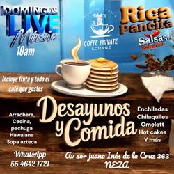 Horario de apertura Coffe private lounge, Ciudad Nezahualcóyotl