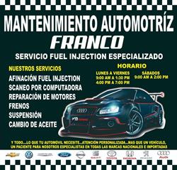 Horario de apertura Mantenimiento Automotriz Franco, Aguascalientes
