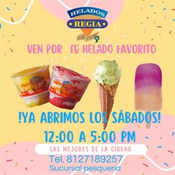 Horario de apertura Helados REGIA Pesqueria, 