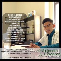 Horario de apertura Nutriólogo Alejandro Cárdenas, San Luis Potosí