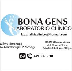 Horario de apertura BONA GENS laboratorio clinico, Aguascalientes