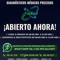 Horario de apertura UniRad de Radiología e Imagenología Altabrisa, Mérida., 